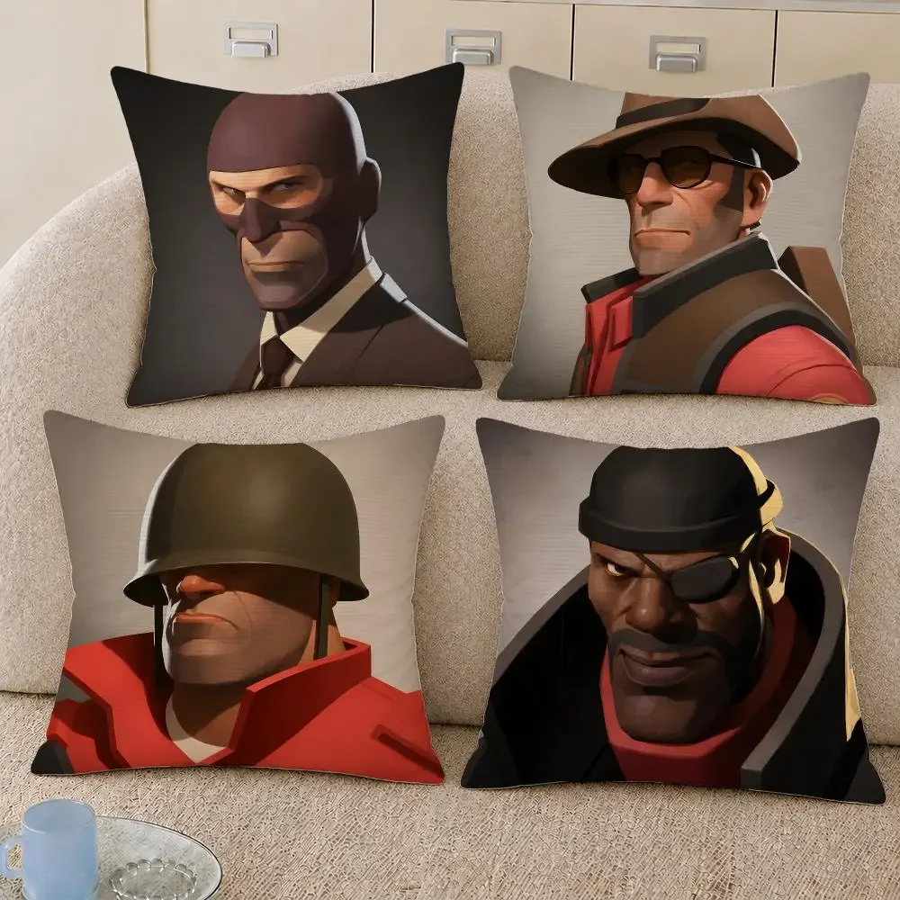 Game Team Fortress 2 TF2 Heavy Scout Cushion Cover Decorative Pillowcase Soft Short Plush Cozy Durable Sofa Home Decor Items