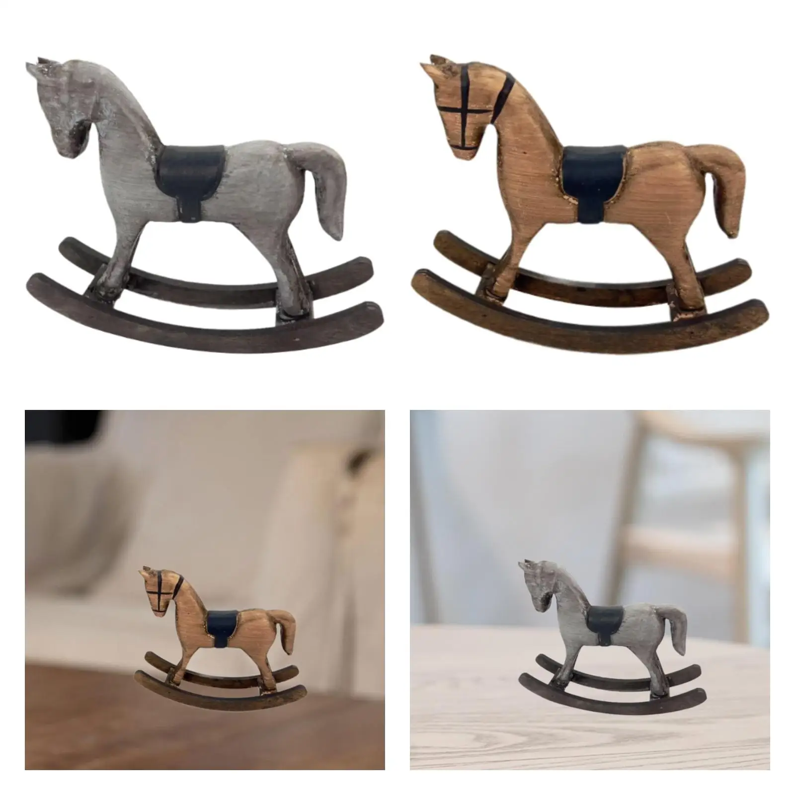 Figurina di cavallo a dondolo, ornamento da tavolo per centrotavola da tavolo per camera da letto