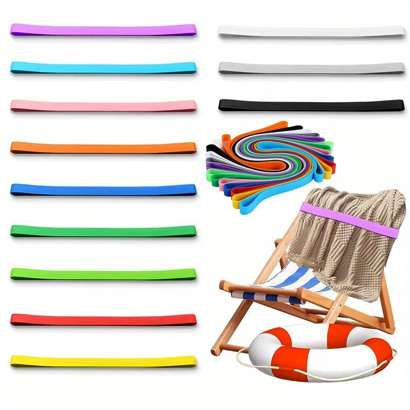 6/12Pcs Beach Towel Bands, Silicone Elastic Clips for Fastening Beach Chair Towels and Cruise Essentials
