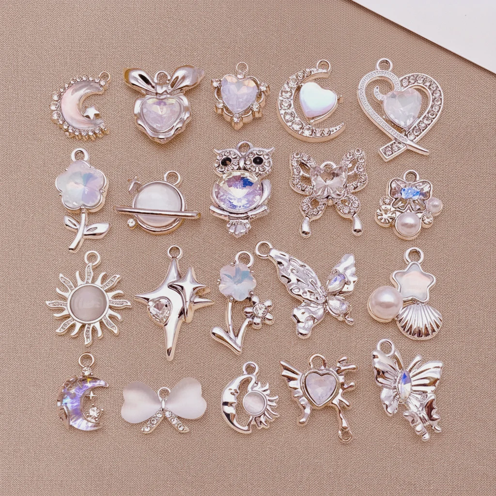 5/20Pcs New Moon Star Heart Charms Fashion Y2K Style Alloy Pendants For DIY Handmade Necklace Bracelet And Jewelry Making Crafts
