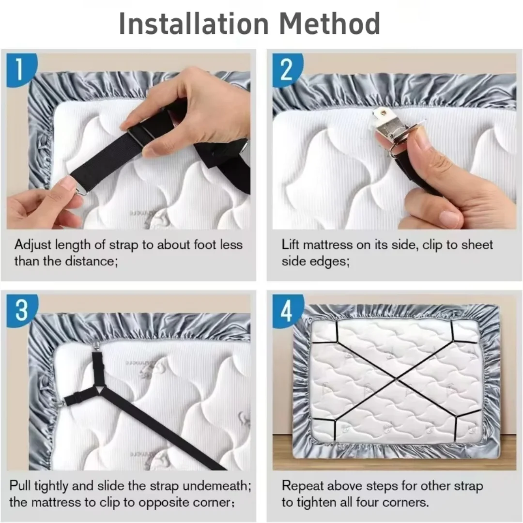 Universal Bed Sheet Holder Adjustable Elastic Fastener Straps Non-Slip Sofa Cover Clips Crisscross Gripper For Mattress Covers image 5