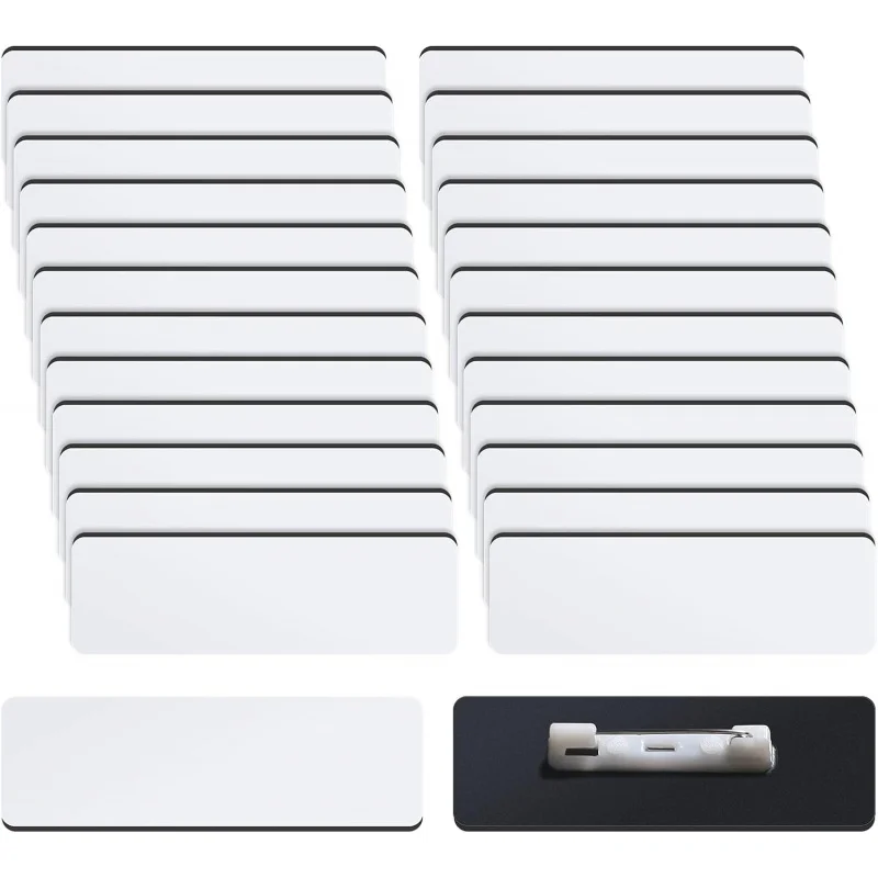 Name Tag Blank Badges 1 x 3 Inch DIY ID Badge with Pin Backing Office Workers Students, Personalized