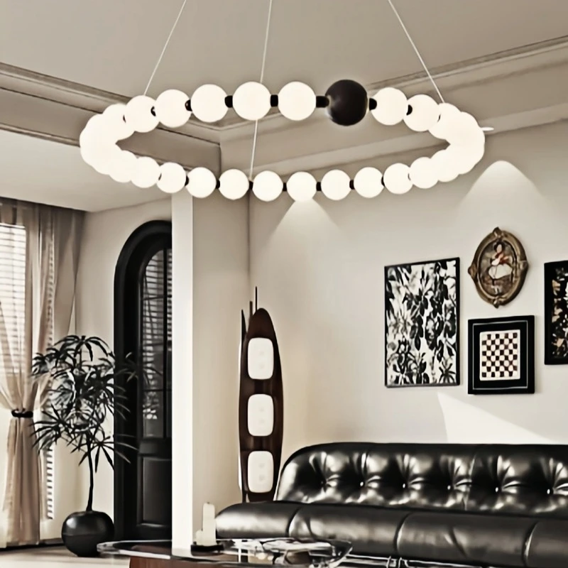 

Простой современный французский подвесной светильник для гостиной, скандинавский кофейный цвет, медный кремовый стиль, волшебные бобы, светильник для спальни, столовой