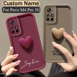 For Xiaomi Poco M4 Pro 5G Personalized Custom Name Case 3D Love Heart Candy Bumper Cover Xiaomi PocoM4 Pro 5G