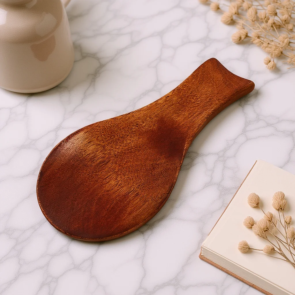 

Wooden Spoon Rest Solid Wood Kitchen Utensil Holder Japanese Style Smooth Finish Scoop Holder for Dining Table