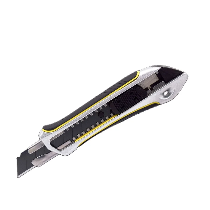 

CROWNMAN Hand Cutting Tools Heavy Duty 18mm Zinc Alloy+TPR Body SK5 Blade Utility Cutter Knife