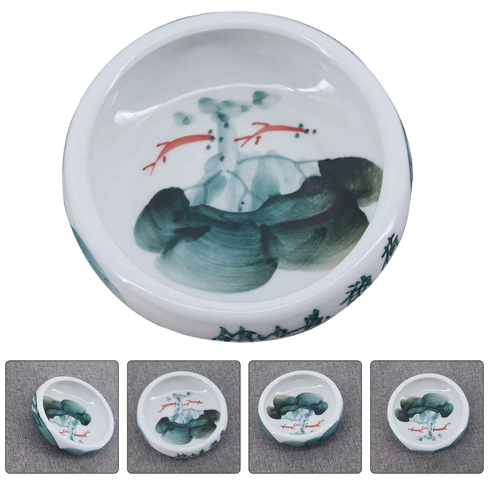 

Ceramic Brush Pen Rest Ink Dish Ink Plate Lightweight Portable for Calligraphy Art Students Brush Storage Ceramic Pen Rest