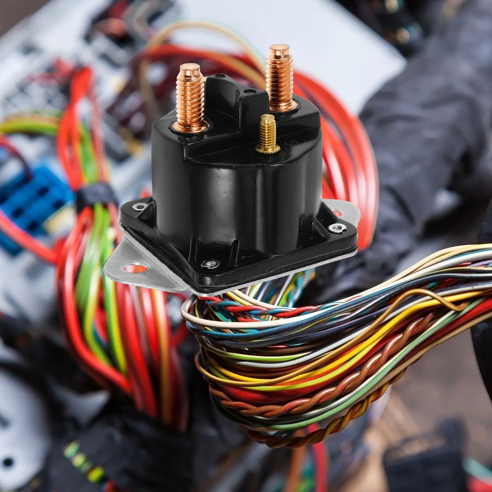 

Winch Solenoid Relay 12V for Atv Utv Winch Motor Reversing Contactor Replacement High Durability Copper Zinc Alloy 4-Terminal