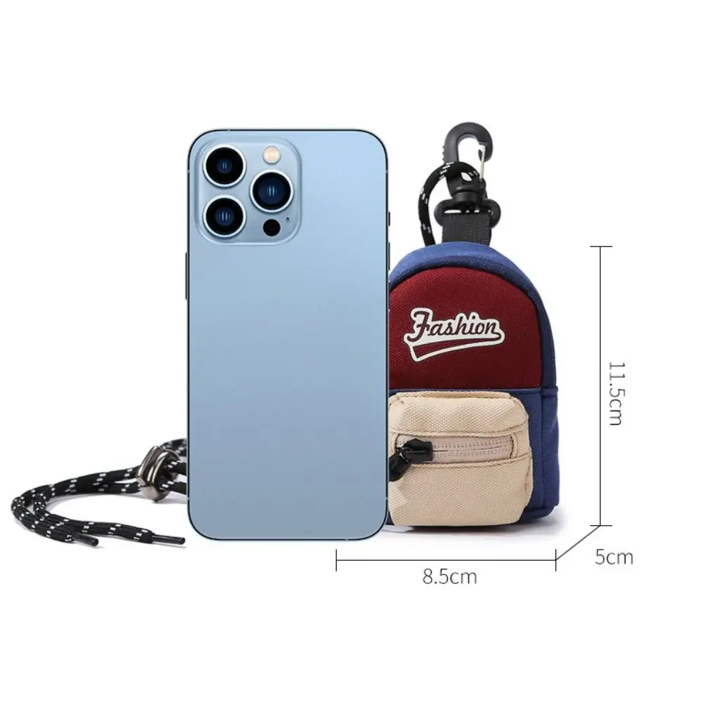 Cute Polyester Hanging Coin Purse Contrasting Color Small Earphone Storage Bag Anti-theft Key Bag