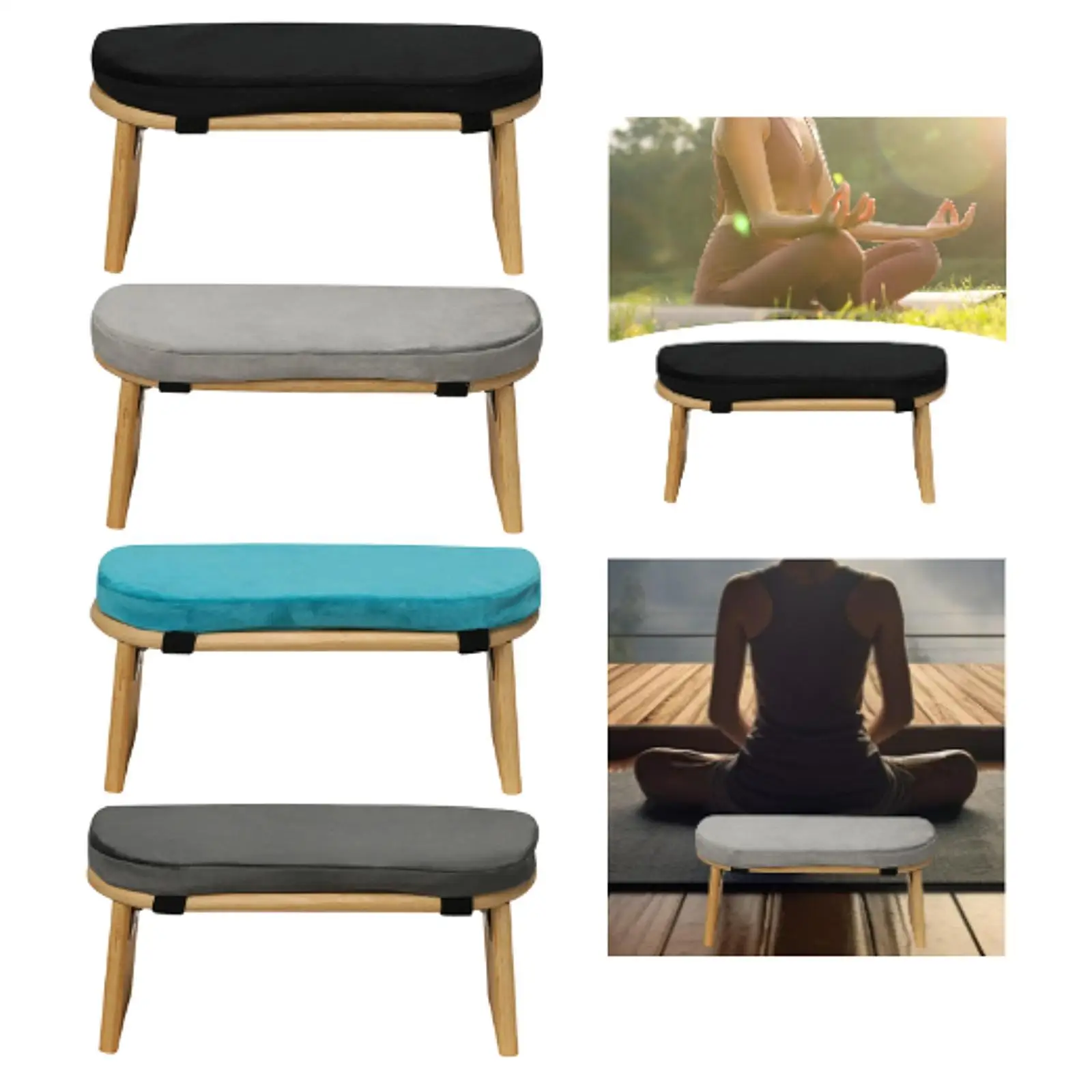

Meditation Bench with Anti Slip Mat Foldable Comfort Ergonomic Removable Yoga Stool for Office Tea Ceremony Room Leisure Balcony