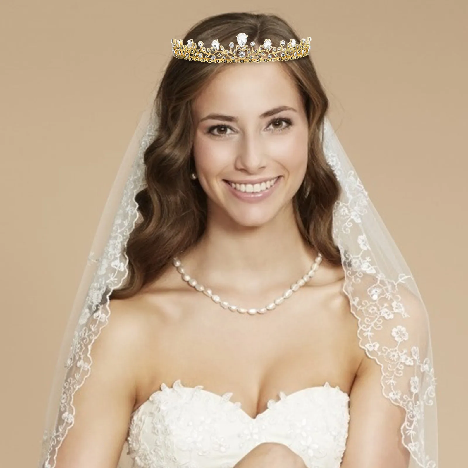 Sparkling Rhinestone Bride Tiara Crown for Women Girls Wedding Ceremony Festival Party Photo Elegant Lightweight Comfortable