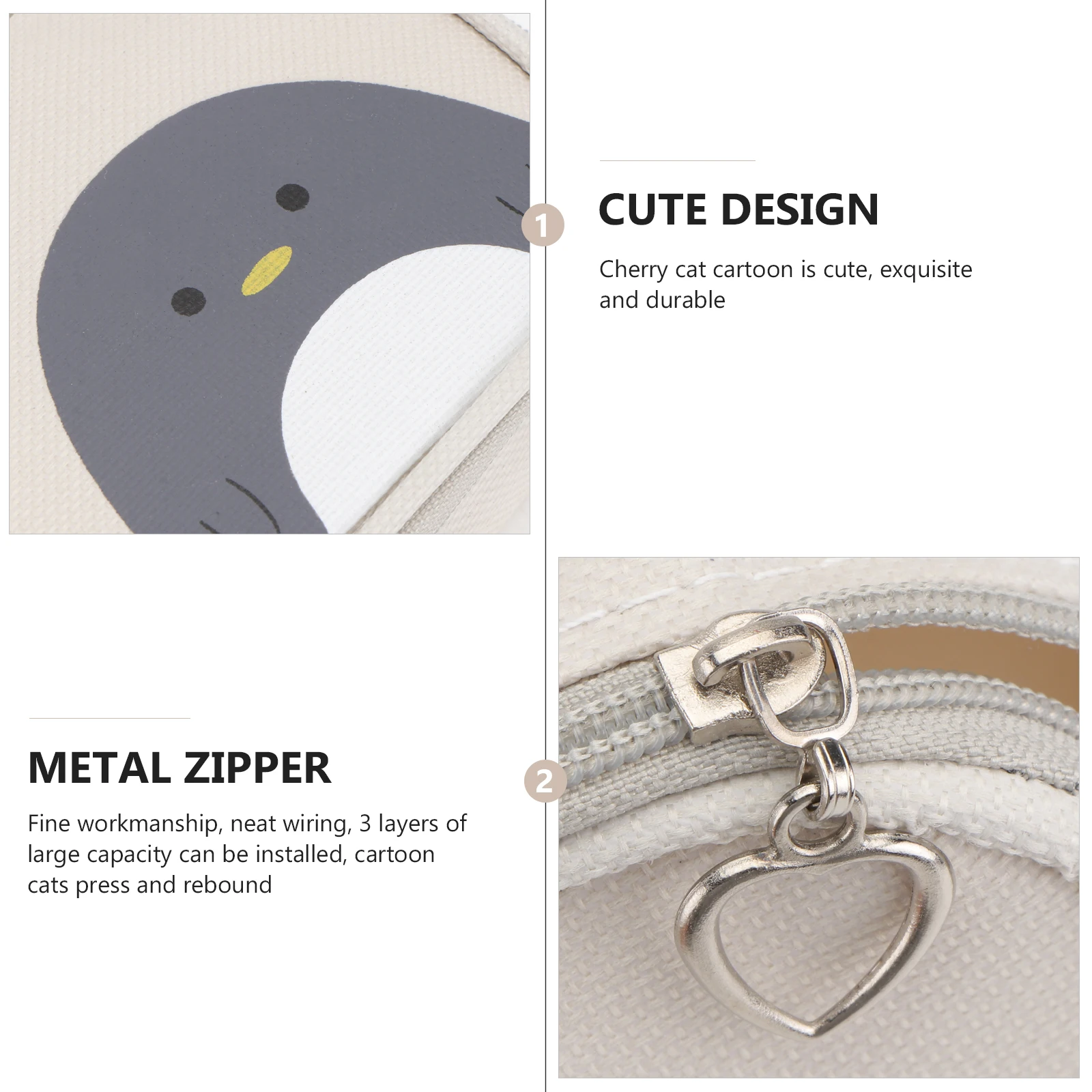 

Pencil Bag Stationery Box Cartoon Zipper Pouch School Accessory Beige Creative Pupils Oxford Cloth Portable Storage Case
