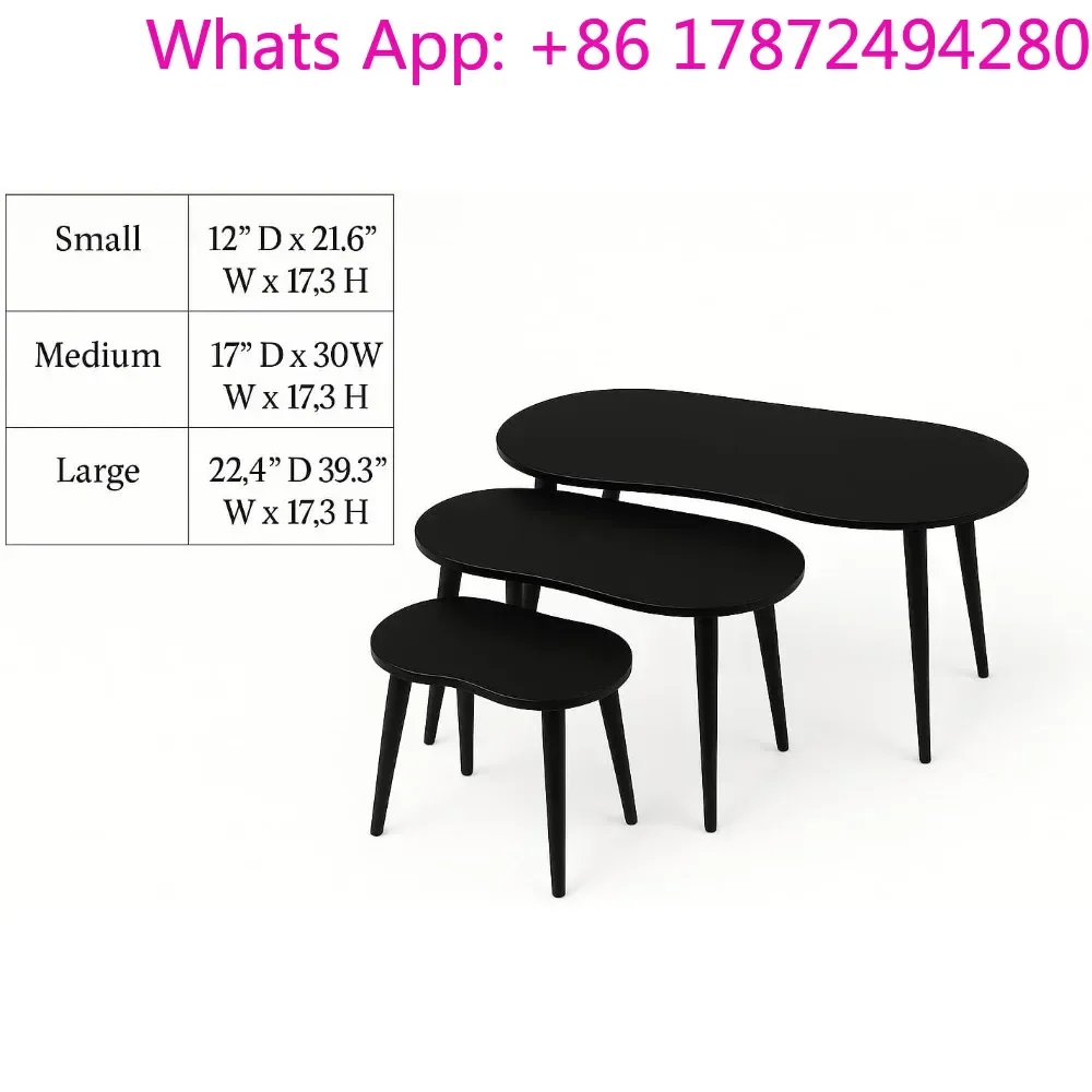 Oval Low Coffee Table Japanese Style, Center Table for Living Room & Farmhouse