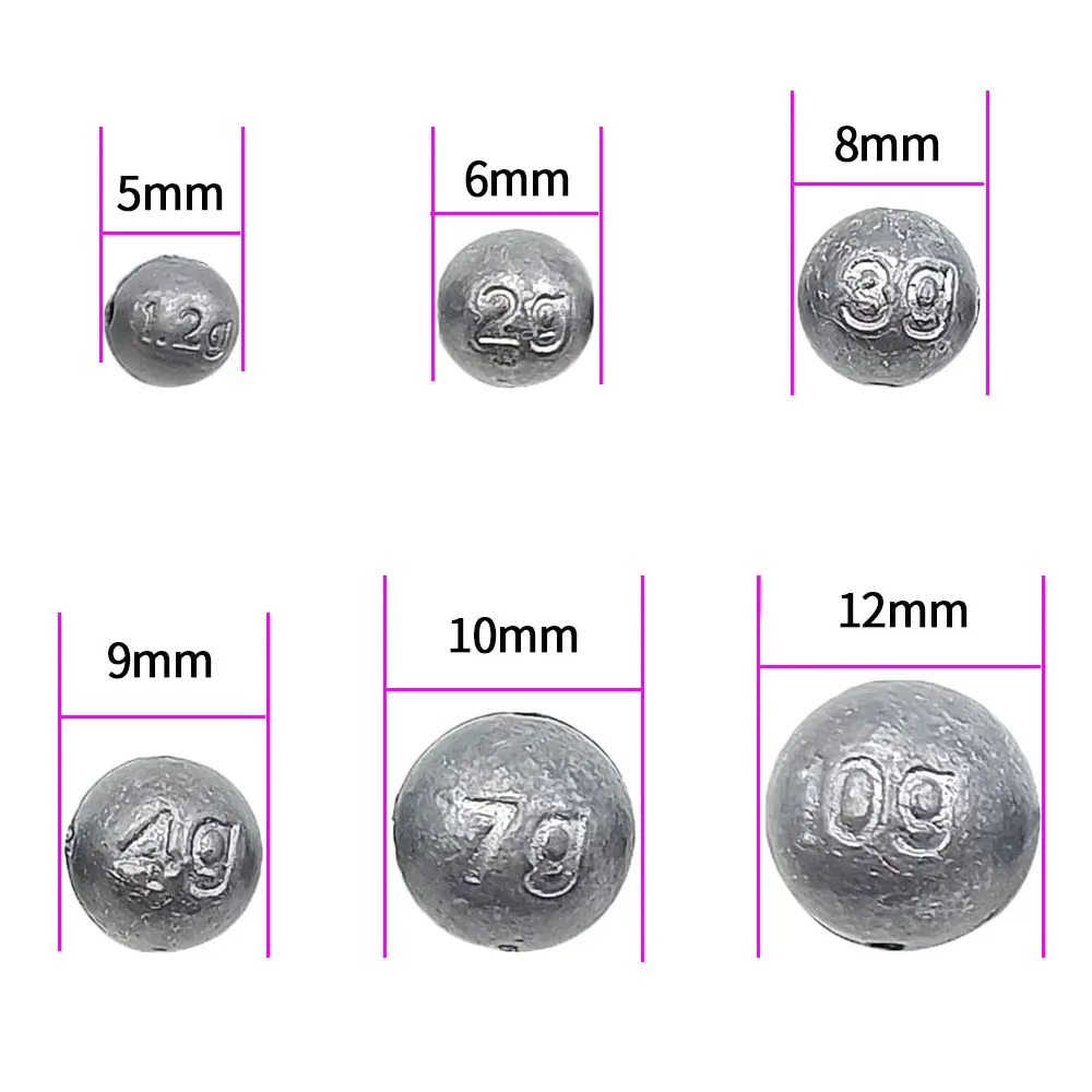 Fishing Weights Lead Round Ball Sinkers Bulk, Saltwater Freshwater Bass Trout Pike Carp Fishing Weight Sinker Tackle Accessories