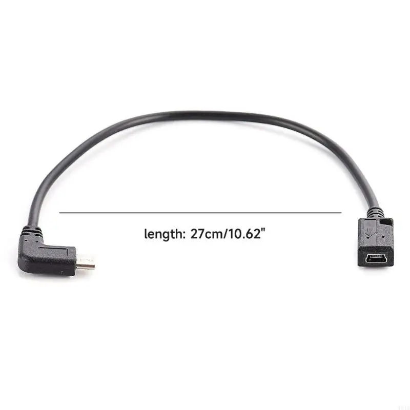 W91A Mini USB 여성에서 USB C 남성 90도 충전 데이터 전송 동기화 랩톱 휴대폰 액세서리 용 어댑터 케이블