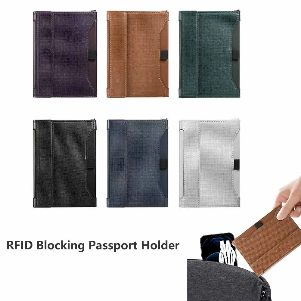 حامل جواز السفر بلون واحد، مشبك فتحة تذكرة، تصميم حامل الائتمان، محافظ جواز السفر الجلدية RFID، ملحقات الحماية #1