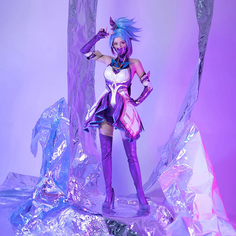 ROLECOS LOL Star Guardian Akali Cosplay Costume Game LOL Akali Costume Halloween Outfit Full Set LOL Christmas Cos Costume Dress