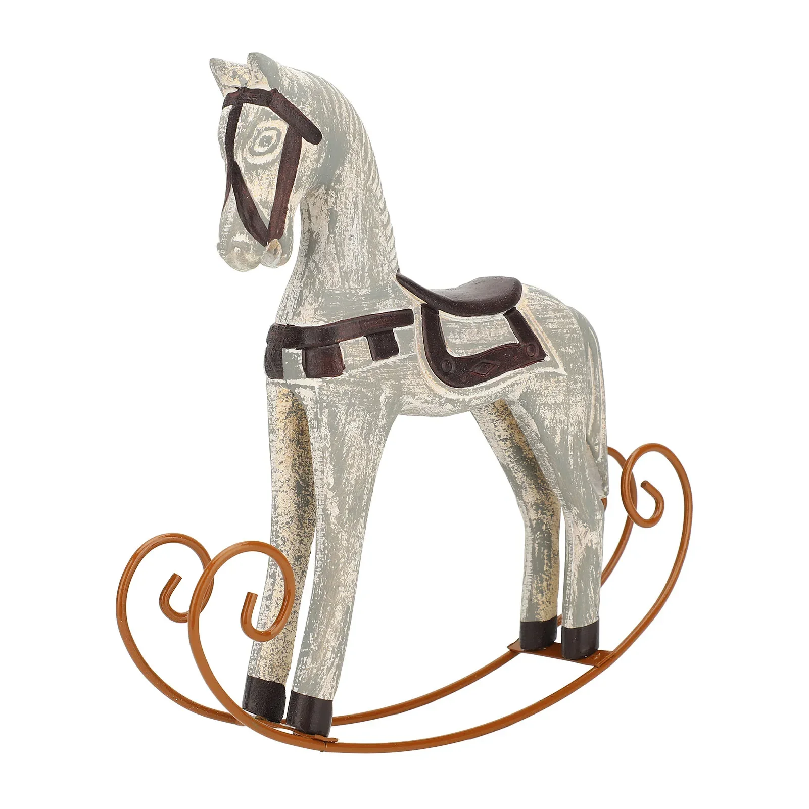 

Vintage Rocking Horse Ornaments Resin Iron Desktop Decoration Crafts Home Room Bookshelf Decor