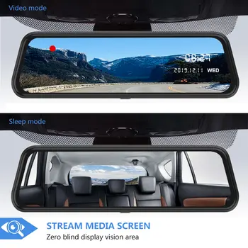 Junsun 10吋後視鏡行車記錄儀,雙鏡頭前後雙錄,1080P全觸控防水停車監視器 8 最佳銷售 俊順行車記錄儀 - №2