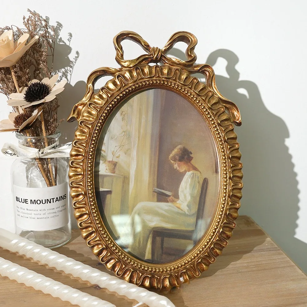 

1 шт. винтажная овальная фоторамка с бантом фоторамка для настенного подвесного стола украшения дома свадебные дисплеи