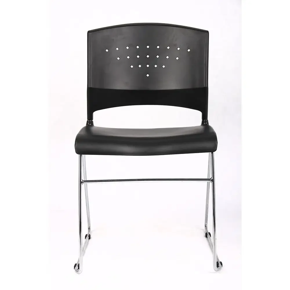 Eco Friendly Stack Chairs Black BOSS B1400-BK-2 Office Guest Seating