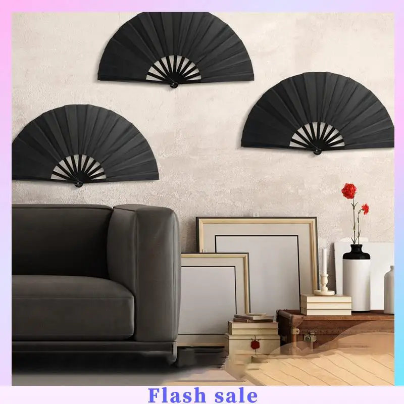 

A06R 12 Sets Large Folding Fan With Sleeves Silk Hand Fan Chinese Japanese Kung Fu Taichi Handheld Fan Folding Dancing Prop