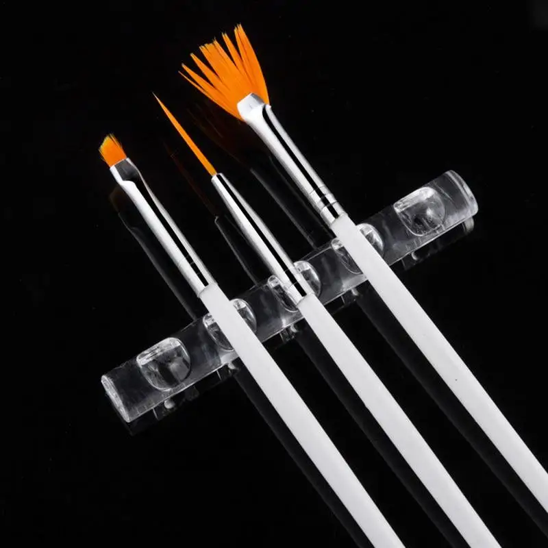 Nail Brush Holder 5-Grids Nail Gel Polish Pen Brush Stand Holder Clear Stand Organizer For Makeup Brushes Paint Brushes Art