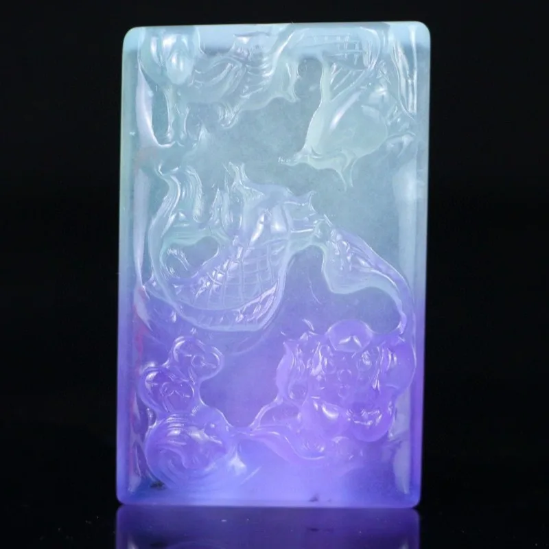 

Ice Purple Floating Blue Fish Playing Lotus Jade Pendant Exquisite Jewelry