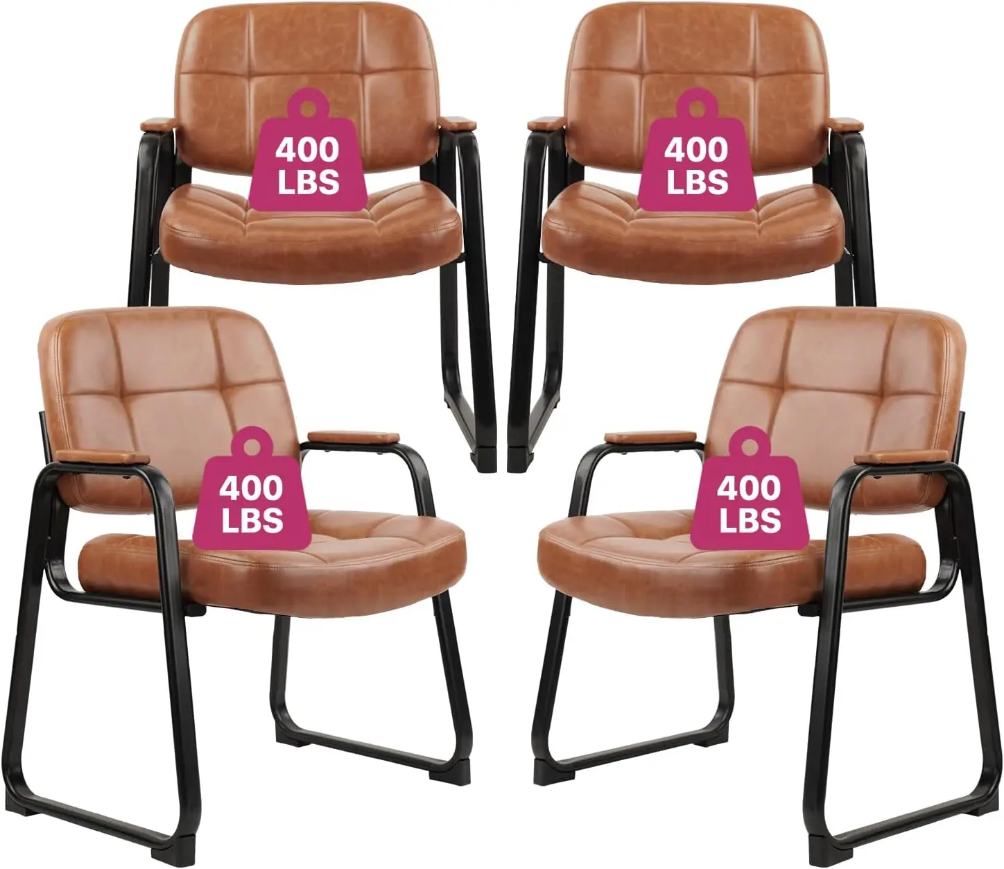 

Кресло для гостей в приемную, для высоких и крупных людей, до 180 кг, кожаное офисное кресло без колесиков, с широким сиденьем, спинкой и мягкими подлокотниками