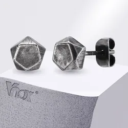 Vnox Antique Punk Earring Studs for Men Women, Geometric Stainless Steel Ear Jewelry Gift, Vintage Casual Small Accessory