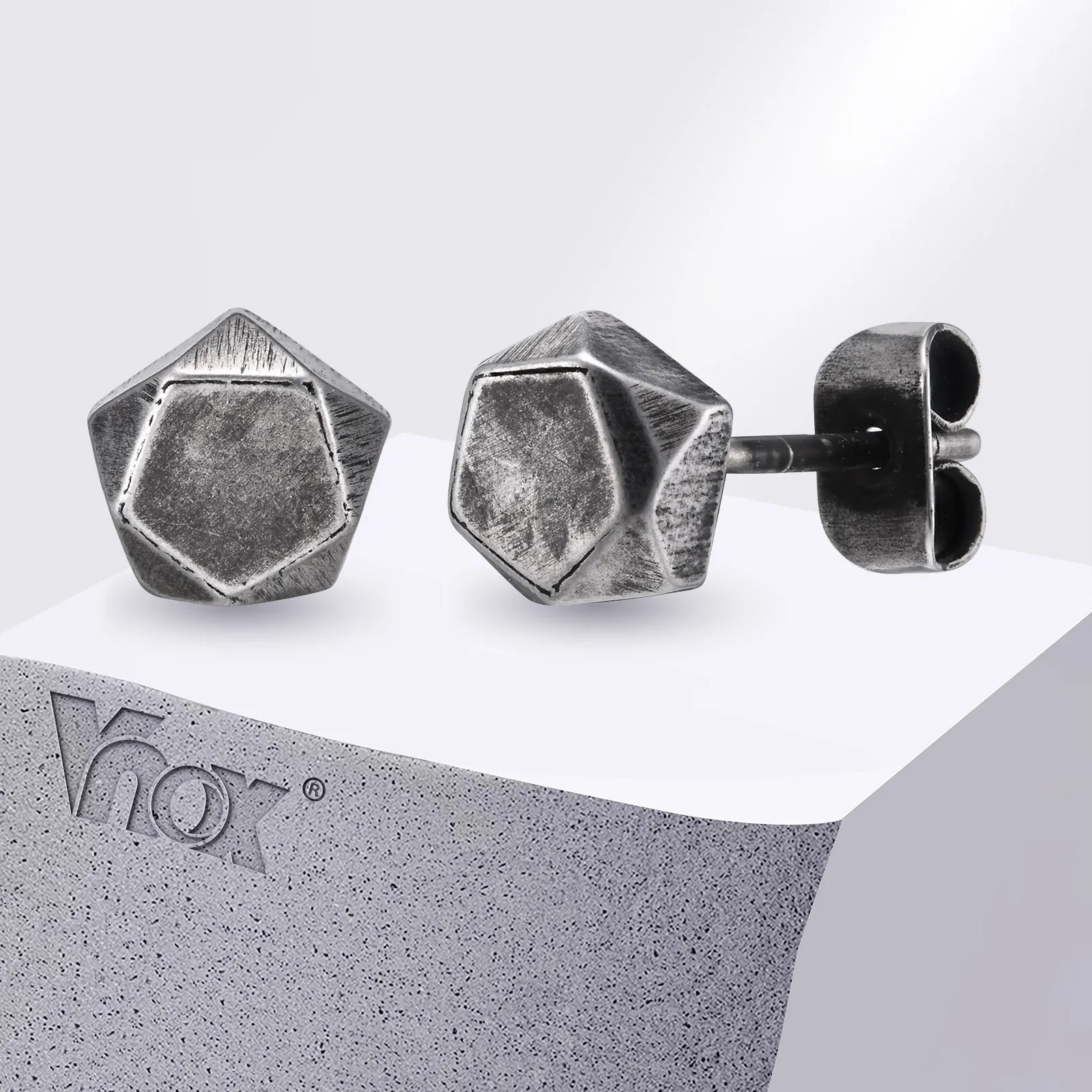 Vnox Antique Punk kolczyki sztyfty dla kobiet mężczyzn, geometryczna biżuteria do uszu ze stali nierdzewnej na prezent, małe akcesoria w stylu vintage