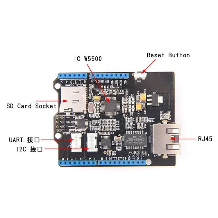W5500 Ethernet Shield V1.0 Controlador Ethernet Placa de expansión Solución IoT para Arduino