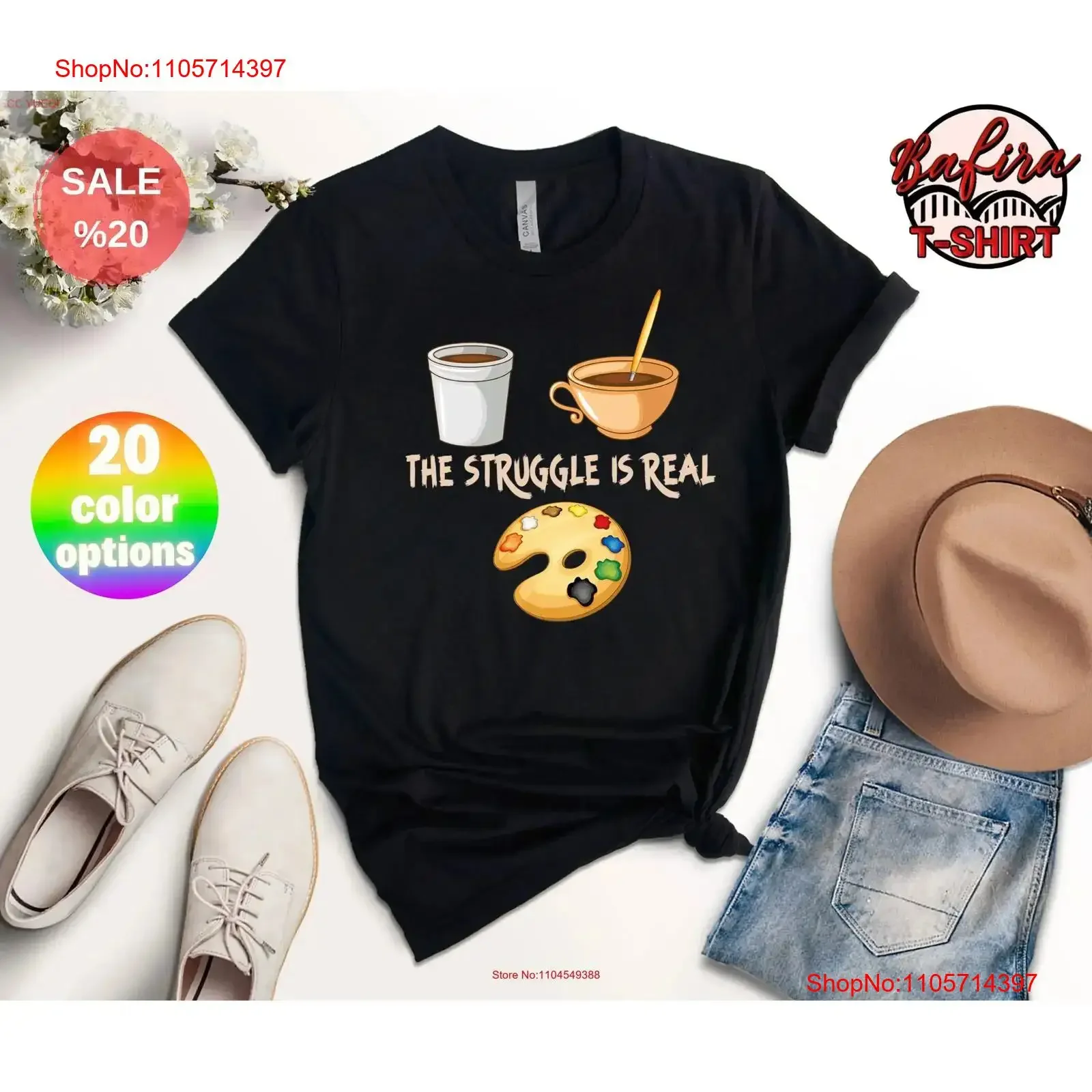 The Struggle Is Real Painter T Shirt Cute ArtisT Art Lover Funny Teacher Painting For vintage Washed Top For Everyday Wear