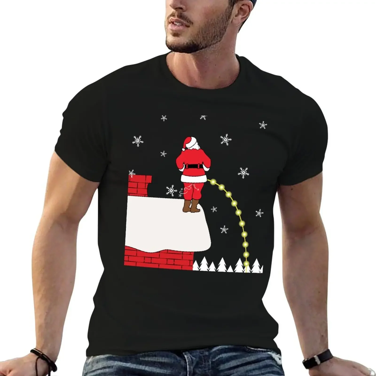 Inappropriate Christmas Santa pee T-Shirt vintage t shirts vintage customs design your own mens graphic t-shirts