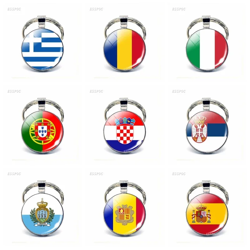 Southern European Countries Flag Keychain Spain Italy Portugal Croatia Greece Romania Andorra Flag Keychain Foreign Friends Gift