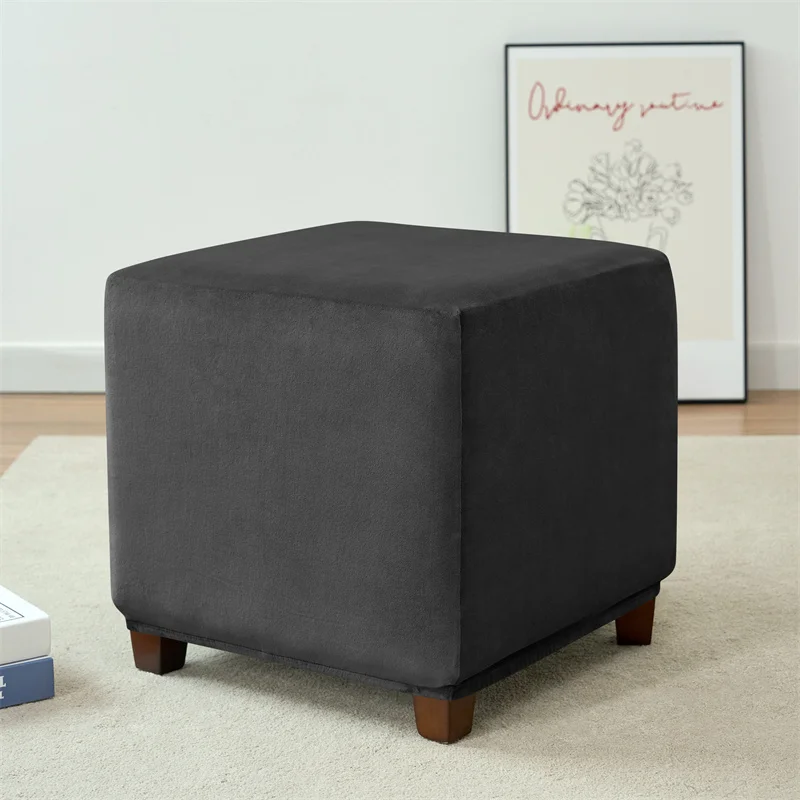 1 قطعة غطاء البراز العثماني المخملي الناعم تمتد مربع مسند القدمين يغطي غرفة المعيشة شامل مسند القدمين أغطية housse دي pouf #5