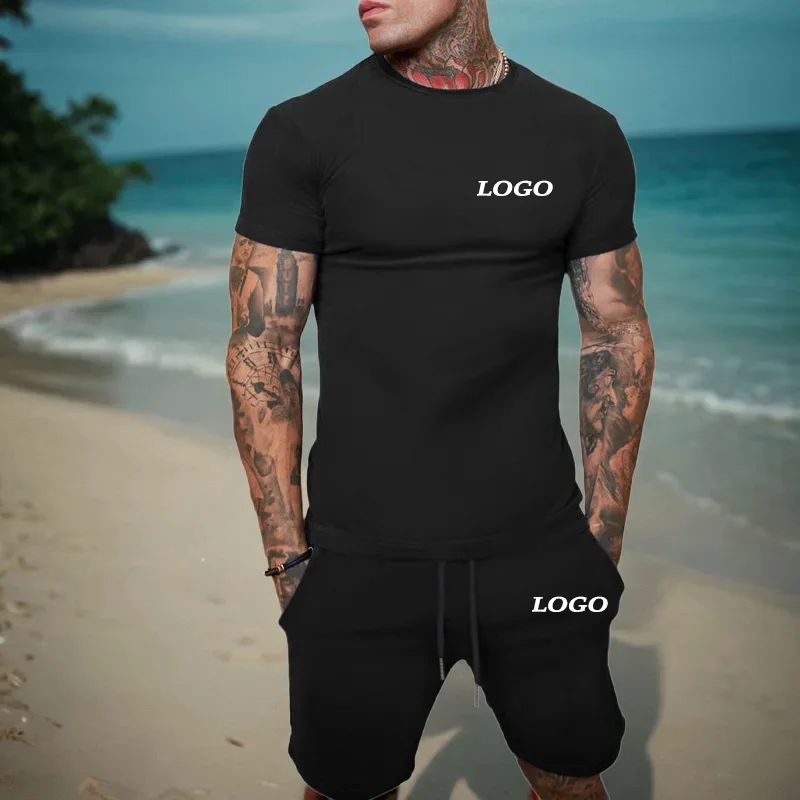 

Summer Fashion Casual Outdoor Sports Set Men's Breathable T-Shirt Shorts Casual Fashion Two-Piece DIY Customize Your Logo