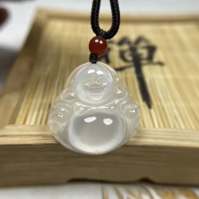 

Подвеска Будды из белого нефрита, подвеска Будды из нефрита, ледяной Проницаемый Агат, Будда Майтрея, нефритовая подвеска