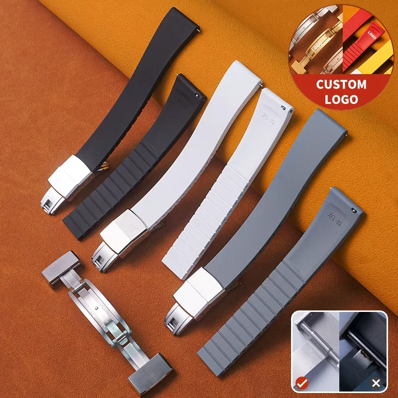 CTS Fluororubber Watch Strap 18 20 21 22mm For Each Brand Watches Quick bRelease folding BuckleWatch Bands FKM Strap Cut To Size