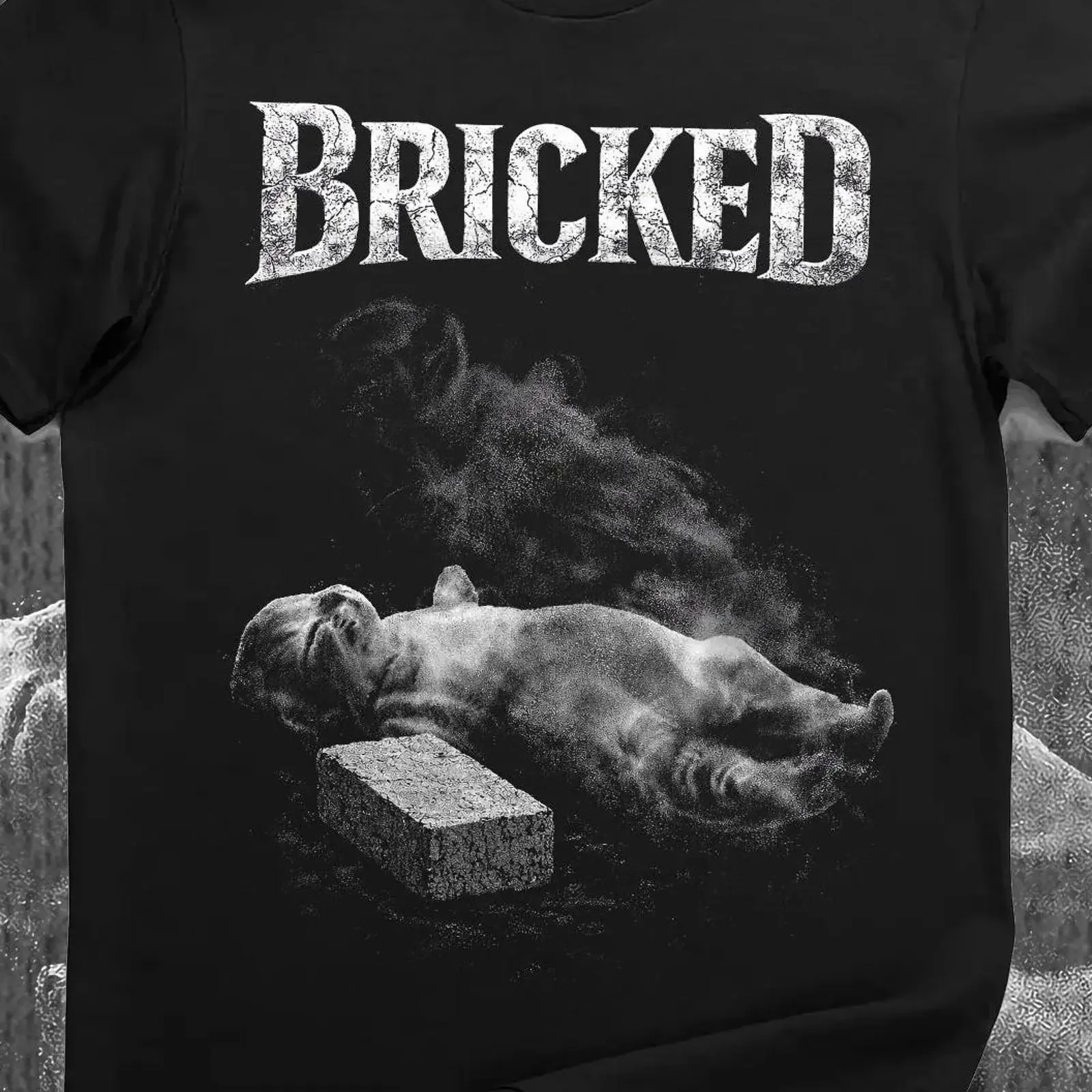 Bricked Cat T Shirt Knocked Out Meme Humor Silly  vintage Washed Stretched Casual graphic Top For Everyday Wear Breathable