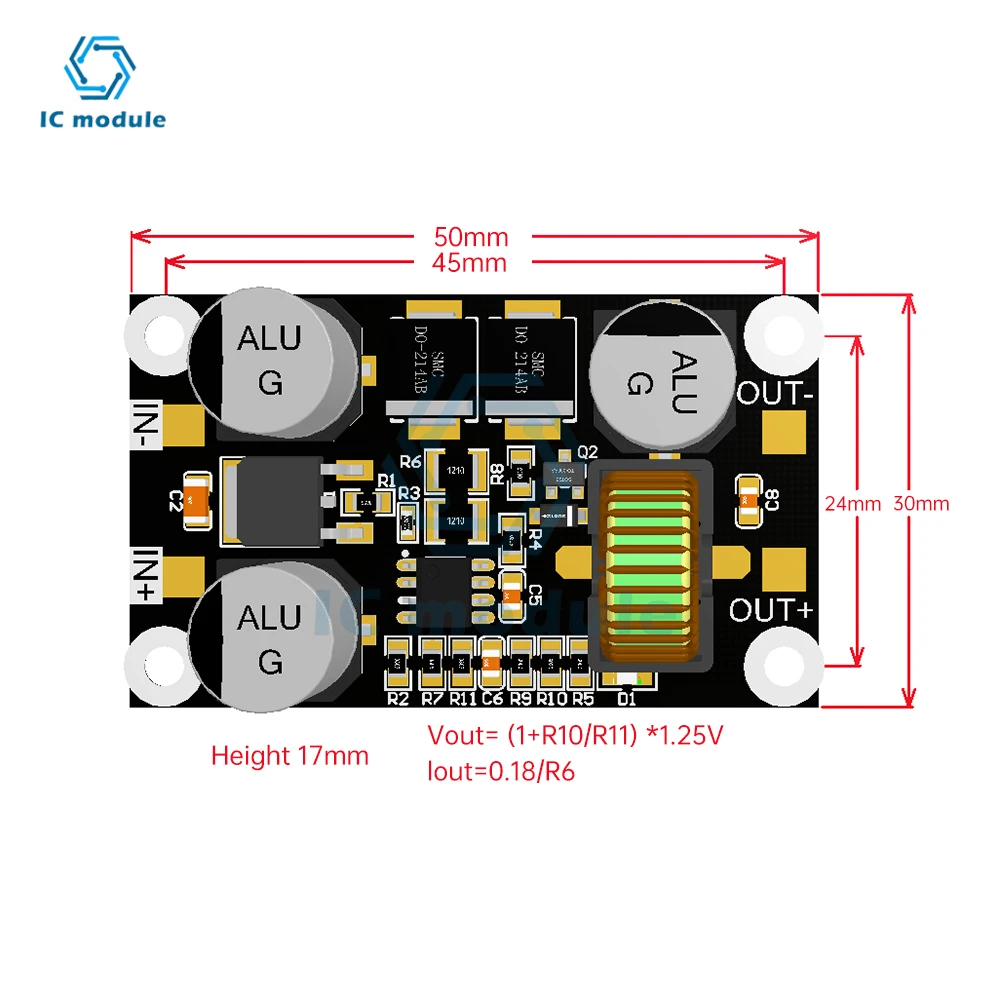 DC-DC High Power Step-down Power Supply Module DC Converter Lnput 10-110V Fixed To 5V9V12V24V Output High Voltage Resistant