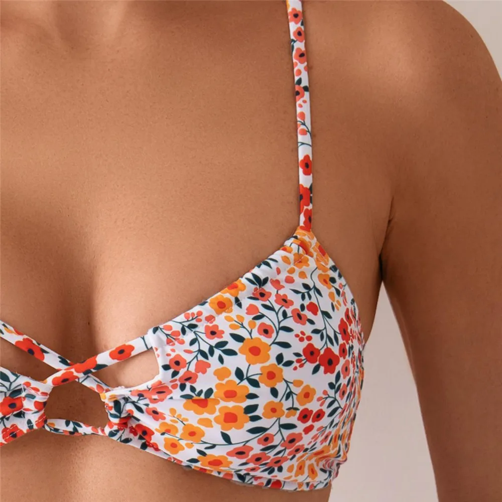 セクシーな花柄マイクロビキニセット レディース マイクロTバック水着 ストリング レースアップ水着 水着 2026 ミニビキニ 女性用