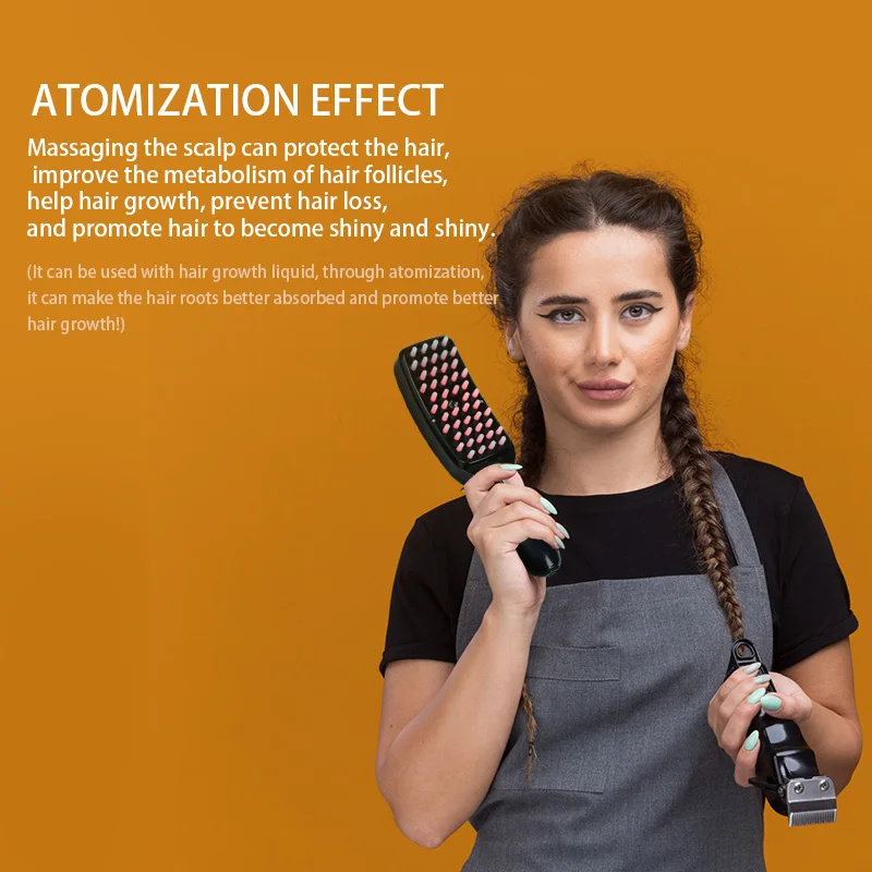 مشط تدليك كهربائي أزرق فاتح أحمر فاتح، فرشاة تدليك فروة الرأس بالاهتزاز، مدلك نمو الشعر