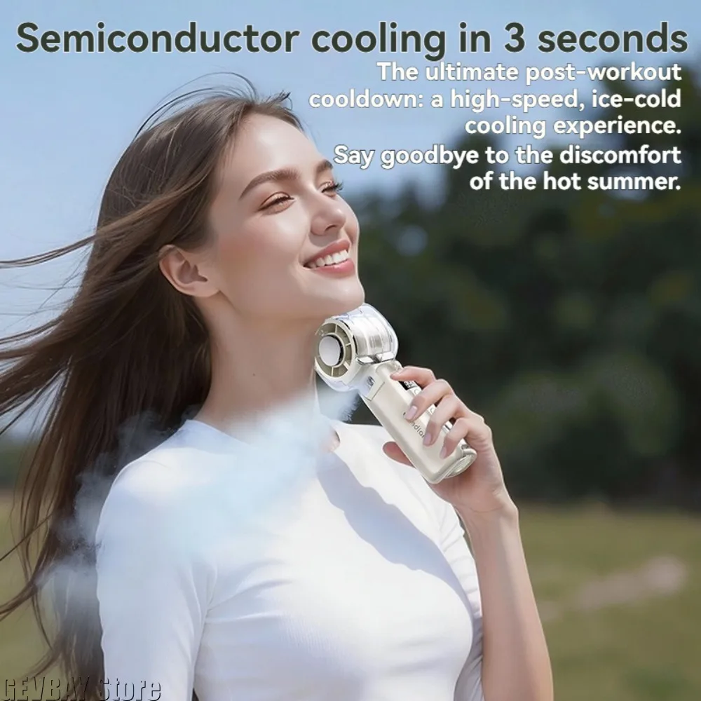 2026 New High-Speed Turbo Mini Air Cooler, Portable Handheld Fan with Spray & Semiconductor Cooling for Office