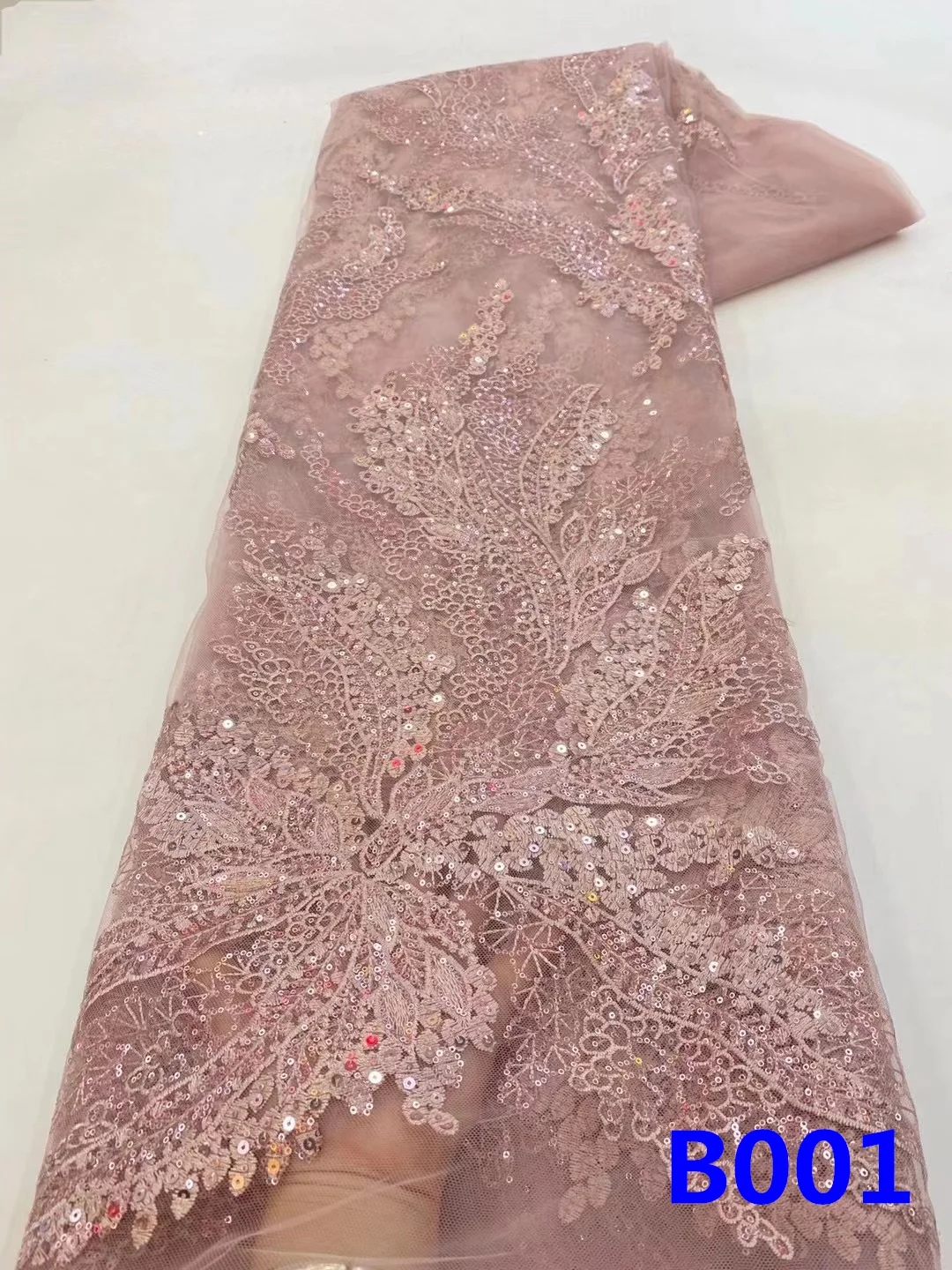 

Latest onion African Lace Fabric 2023 High Quality Sequins Embroidery For Women Wedding Party Dress Mesh Fabric 5 Yards