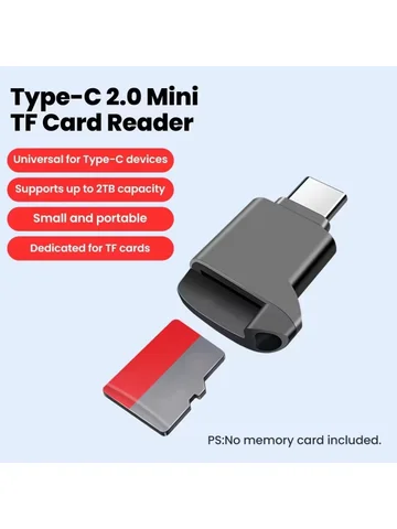 Type-C 2.0 Mini TF Card Reader External Storage Black Stretch for Memory Stick USB C 2.0 Mini TF Card Reader For Iphone 17 16