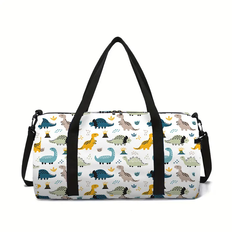 أزياء ديناصور 3D طباعة سعة كبيرة حقائب السفر برميل شكل حقيبة كروسبودي بنين بنات حقائب رياضية في الهواء الطلق رياضة اليوغا حقيبة