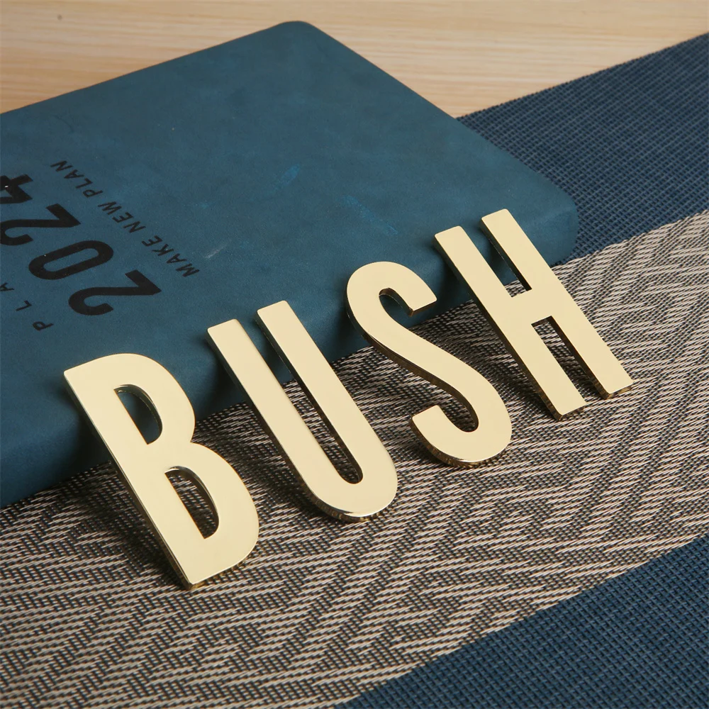 1Pcs Metal Self Adhesive House Number English Alphabet Letters for Apartment Room Door Plate Table Mailbox Number Stickers 7*3cm