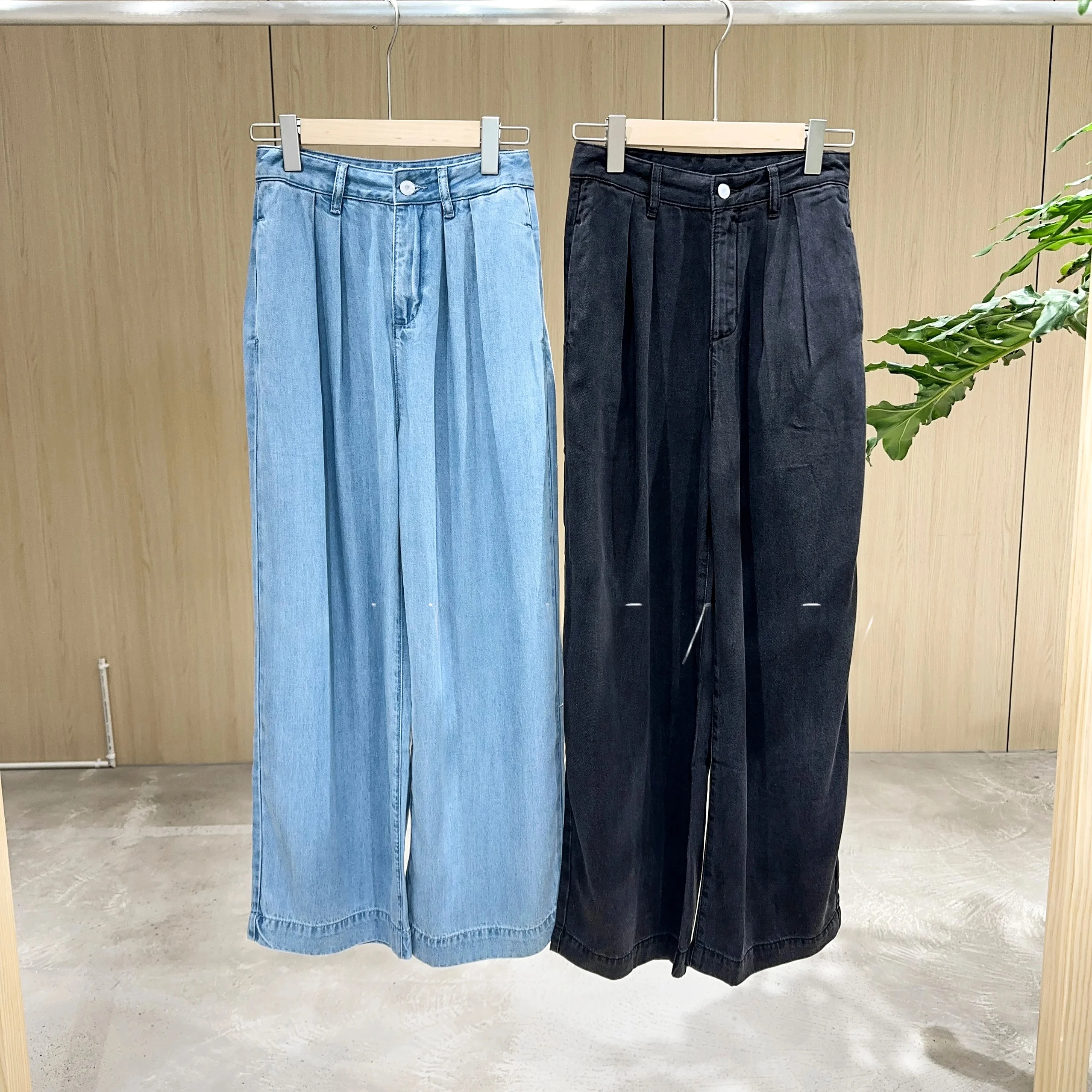 

Mimifafa 100% Lyocell Straight Leg 26 New Cool Feeling Drifting Pants Long Leg Lengthening Versatile Jeans Casual Style