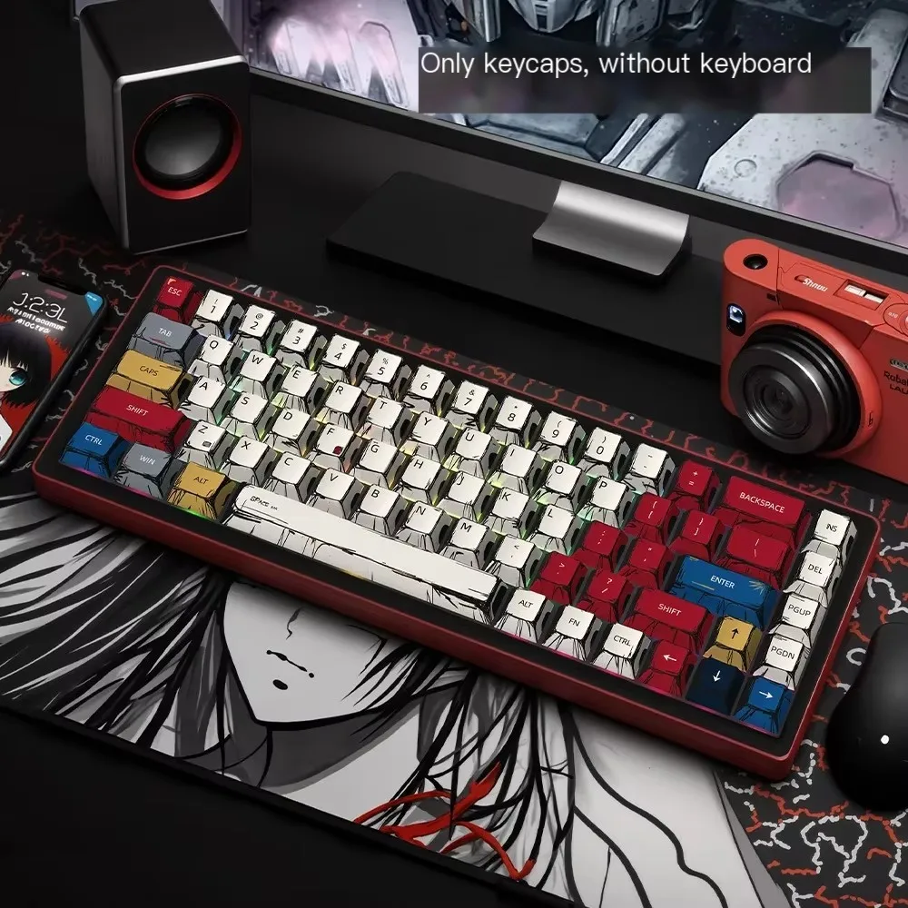 74/135 Key Anime Keycaps, Available in Russian, PBT Material, Original Height, Suitable for Hot-swappable Mechanical Keyboards